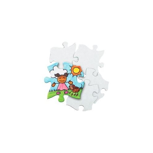 Roylco Blank Cardboard Puzzle Pieces - Crayon, Marker, Paint, Collage - Recommended For 4 Year - 32 Piece(s) - 3.94" x 3.94" - 32 / Pack - White