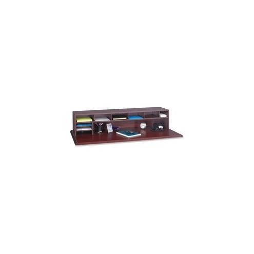 Safco Low-Profile Wood Desktop Organizer - 9 Compartment(s) - 12" Height x 57.5" Width x 12" Depth - Desktop - Recycled - Mahogany - Wood - 1Each