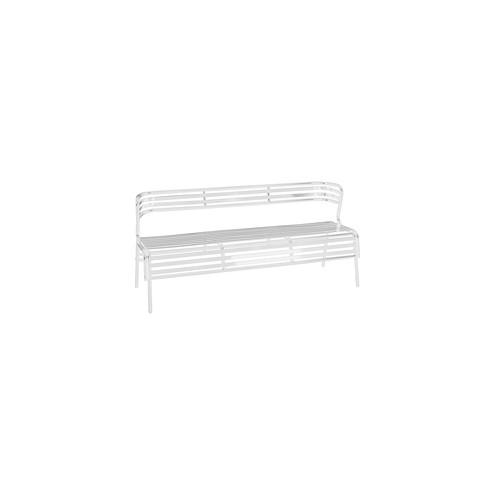 Safco CoGo Indoor/Outdoor Steel Bench with Back - White - Steel - 61" Seat Width x 17" Seat Depth - 60" Width x 25" Depth x 30" Height - 1 Each