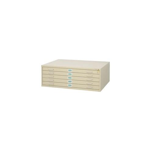 Safco 5-Drawer Steel Flat File - 46.5" x 35.5" x 16.5" - 5 x Drawer(s) for File - Stackable - Tropic Sand - Powder Coated - Steel - Recycled