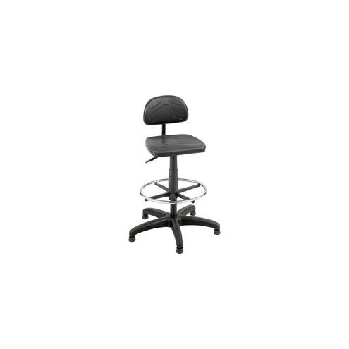 Safco TaskMaster Economy Workbench Chair - Black Polyurethane Seat - 5-star Base - Black - 16.25" Seat Width x 16.25" Seat Depth - 44" Height - 1 Each