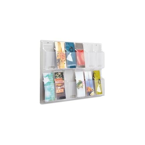 Safco 12 Pamphlet Pocket Display Rack - 12 Pocket(s) - 20.4" Height x 30" Width x 2" Depth - Clear - Plastic - 1Each