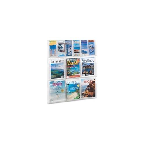 Safco Magazine/Pamphlet Plastic Display Rack - 12 Pocket(s) - 34.8" Height x 30" Width x 2" Depth - Clear - Plastic - 1Each