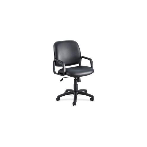 Safco Cava Urth Series High Back Chair - Black Vinyl Seat - Black Vinyl Back - Black Frame - 5-star Base - 20" Seat Width x 18" Seat Depth - 24" Width x 24" Depth x 39.5" Height - 1 Each