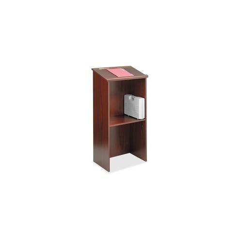 Safco Stand Up Lectern - Rectangle Top - 15.75" Table Top Length x 23" Table Top Width - 46" Height - Assembly Required - Laminated, Mahogany - Wood