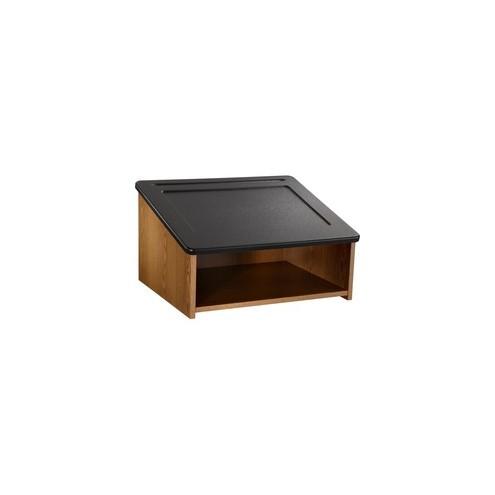 Safco Table Top Lectern - 18.50" Table Top Length x 24" Table Top Width - 45" Height - Assembly Required - Laminated, Medium Oak - Wood