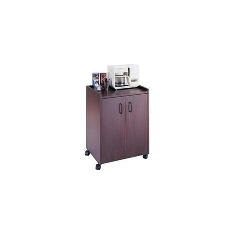 Safco Mobile Refreshment Utility Cart - 200 lb Capacity - 4 Casters - 2" Caster Size - Wood - x 23" Width x 18" Depth x 31" Height - Mahogany - 1 Each