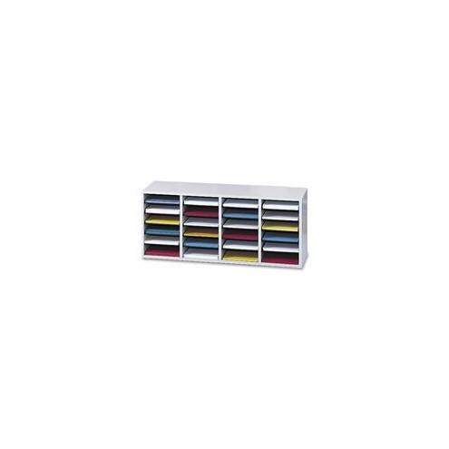 Safco Adjustable Shelves Literature Organizers - 24 Compartment(s) - Compartment Size 2.50" x 9" x 11.50" - 16.4" Height x 39.4" Width x 11.8" Depth - Gray - Wood - 1 / Each