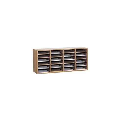 Safco Adjustable Shelves Literature Organizers - 24 Compartment(s) - Compartment Size 2.50" x 9" x 11.50" - 16.4" Height x 39.4" Width x 11.8" Depth - Medium Oak - Wood - 1 / Each