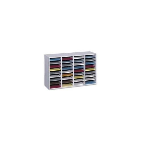 Safco Adjustable Shelves Literature Organizers - 36 Compartment(s) - Compartment Size 2.50" x 9" x 11.50" - 24" Height x 39.4" Width x 11.8" Depth - Gray - Wood - 1 / Each