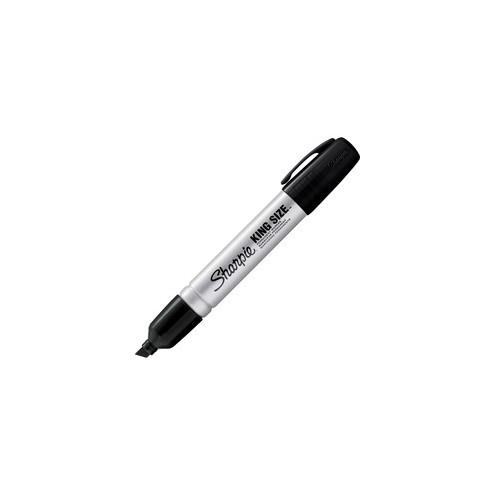 Sharpie King-Size Permanent Markers - Chisel Marker Point Style - Black - Silver Plastic Barrel - 12 / Dozen