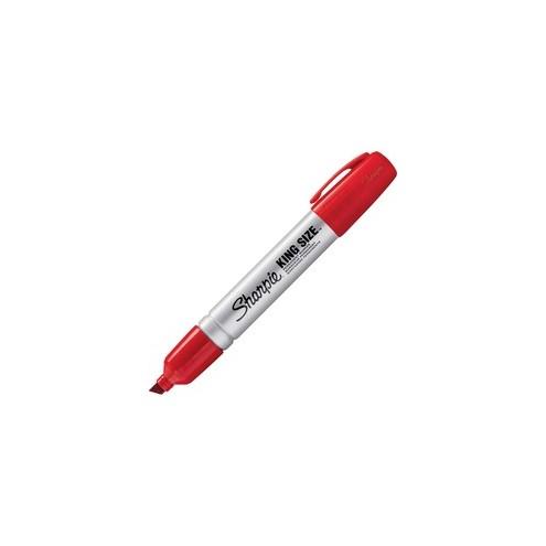 Sharpie King Size Permanent Marker - Chisel Marker Point Style - Red - Silver Plastic Barrel - 12 / Dozen