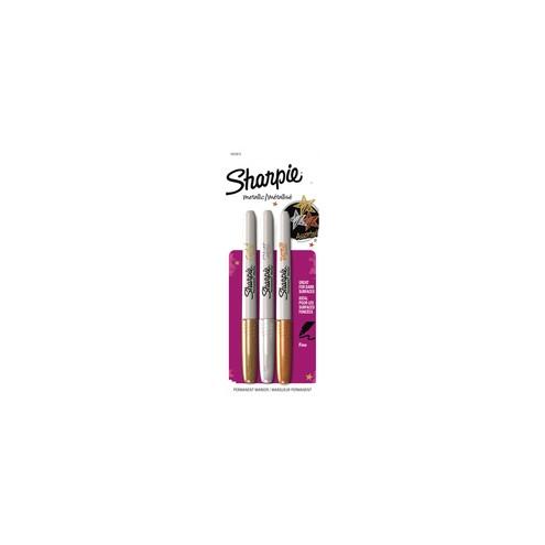 Sharpie Metallic Fine Point Permanent Marker - Fine Marker Point - Gold, Silver, Bronze Alcohol Based Ink - 3 / Pack