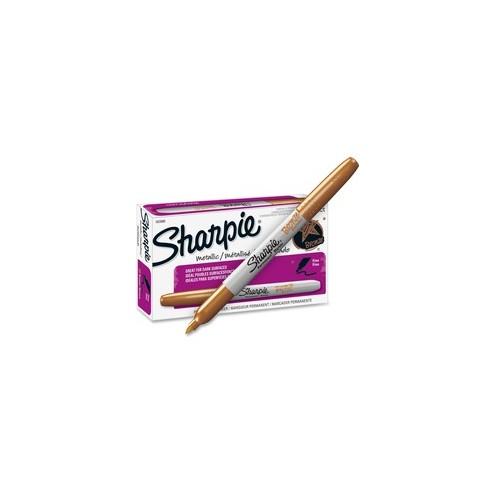 Sharpie Metallic Marker - Fine Marker Point - Bronze Alcohol Based Ink - 1 Dozen