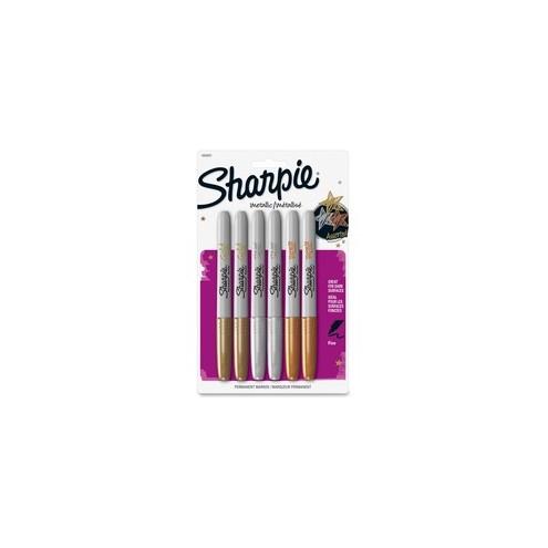 Sharpie Metallic Permanent Markers - Fine Marker Point - Assorted - 6 / Pack