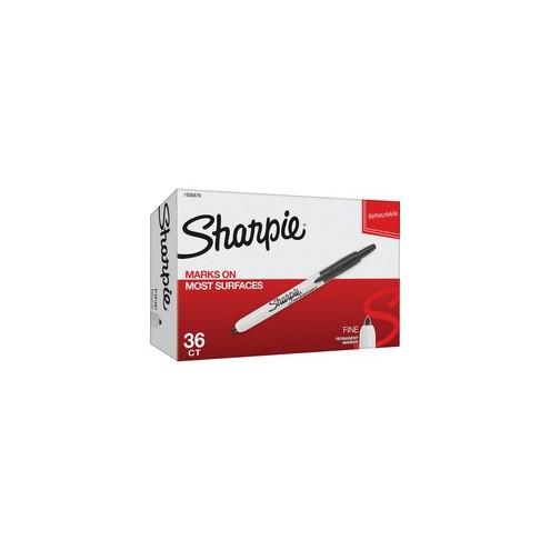 Sharpie Fine Point Retractable Markers - Fine, Ultra Fine, Narrow Marker Point - Retractable - Black - 36 / Box