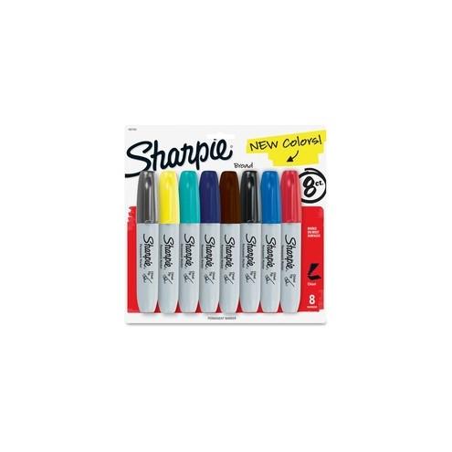 Sharpie Chisel Tip Permanent Markers - Wide Marker Point - Chisel Marker Point Style - Assorted Alcohol Based Ink - 8 / Set