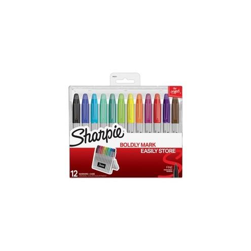 Sharpie Pen-style Permanent Marker - Fine Marker Point - Black, Blue, Turquoise, Aqua, Green, Lime, Yellow, Orange, Berry, Red, Purple, ... Alcohol Based Ink - 12 / Pack