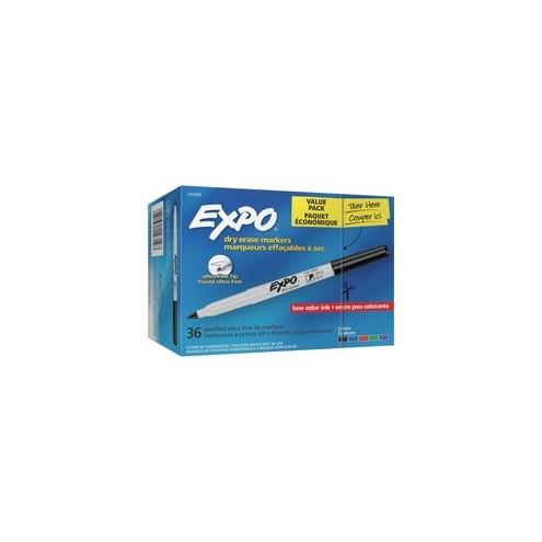 EXPO Low-Odor Dry-erase Markers - Ultra Fine Marker Point - Chisel Marker Point Style - Green, Blue, Black, Red, Purple Alcohol Based Ink - 36 / Pack