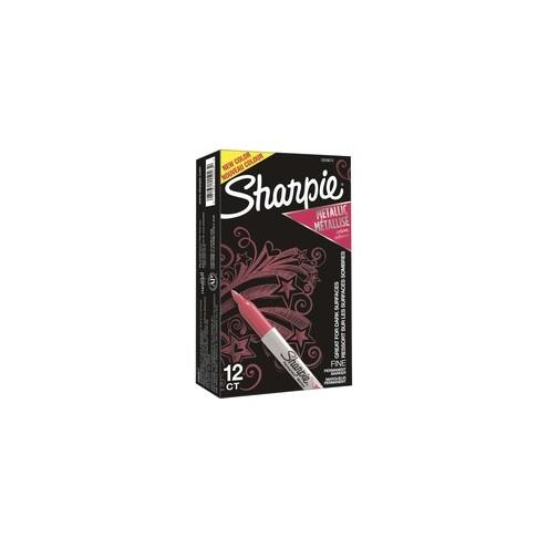 Sharpie Metallic Permanent Markers - Fine Marker Point - Bullet Marker Point Style - Red Alcohol Based Ink - 12 / Dozen