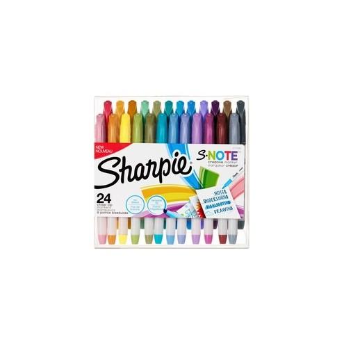 Sharpie S-Note Creative Markers - Chisel Marker Point Style - Mango, Jade, Lavender, Periwinkle, Gray, Cinnamon, Light Gray, Pearl, Plum, Grape, Brick Red, ... - 24 / Pack