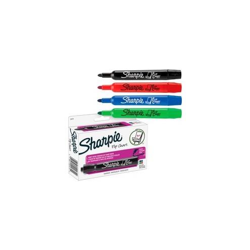 Sharpie Flip Chart Markers - Bullet Marker Point Style - Assorted Water Based Ink - Assorted Barrel - 4 / Set