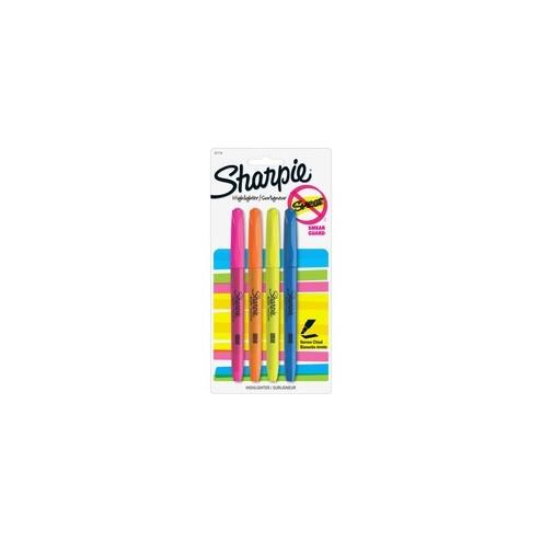 Sharpie Accent Highlighters with Smear Guard - Chisel Marker Point Style - Assorted - Assorted Barrel - 4 / Pack