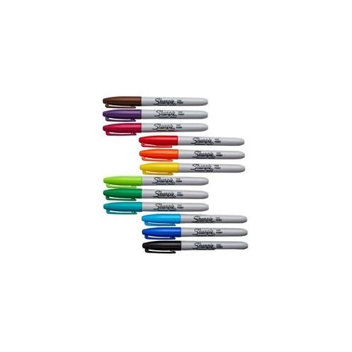 Sharpie Fine Point Permanent Marker - Fine Marker Point - Aqua, Berry, Black, Blue, Brown, Green, Lime, Orange, Purple, Red, Turquoise, ... Alcohol Based Ink - 12 / Set