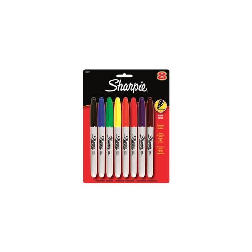 Sharpie Fine Point Permanent Marker - Fine Marker Point - Assorted Alcohol Based Ink - 8 / Pack