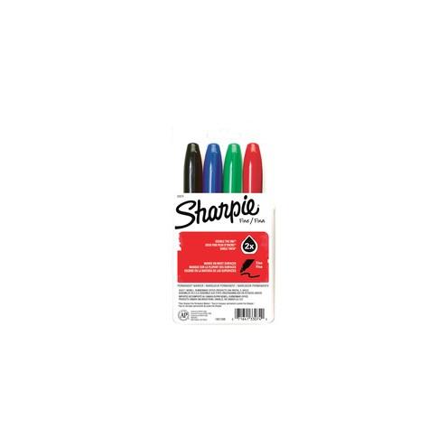 Sharpie Super Permanent Marker - Bold, Fine Marker Point - Black, Blue, Green, Red Alcohol Based Ink - Assorted Barrel - 4 / Set