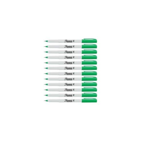 Sharpie Precision Permanent Markers - Ultra Fine Marker Point - Green Alcohol Based Ink - 12 / Box