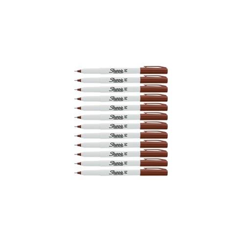 Sharpie Precision Permanent Markers - Ultra Fine Marker Point - Brown Alcohol Based Ink - 12 / Box