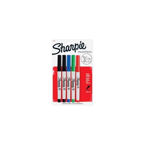 Sharpie Precision Permanent Markers - Ultra Fine Marker Point - Assorted - 5 / Pack