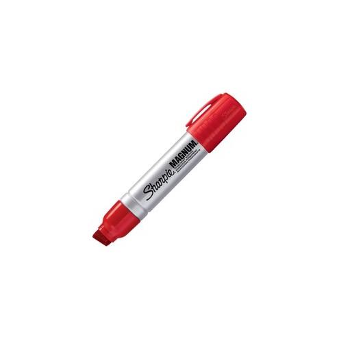 Sharpie Magnum Black Permanent Marker - Bold Marker Point - 15.87 mm Marker Point Size - Chisel Marker Point Style - Red - Silver Plastic Barrel - 1 Each