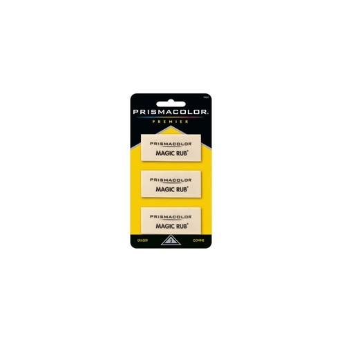 Prismacolor Magic Rub Eraser - White - Vinyl - Lead Pencil - 3 / Pack - Non-marring, Non-smudge, Smear Resistant