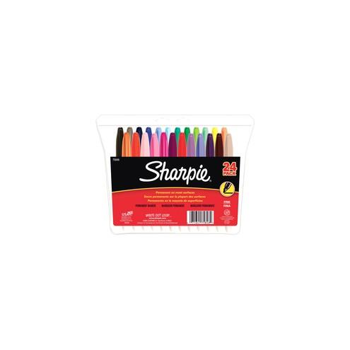 Sharpie Fine Point Permanent Marker - Fine Marker Point - 1 mm Marker Point Size - Black, Blue, Red, Green, Yellow, Purple, Brown, Orange, Berry, Lime, Aqua, ... Alcohol Based Ink - 24 / Set