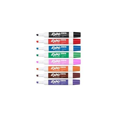 Expo Low-Odor Dry-erase 8-Color Marker Set - Chisel Marker Point Style - Black, Red, Blue, Green, Pink, Orange, Brown, Purple - Assorted Barrel - 8 / Set