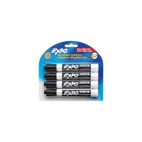 Expo Dry Erase Chisel Tip Markers - Chisel Marker Point Style - Black - 4 / Pack