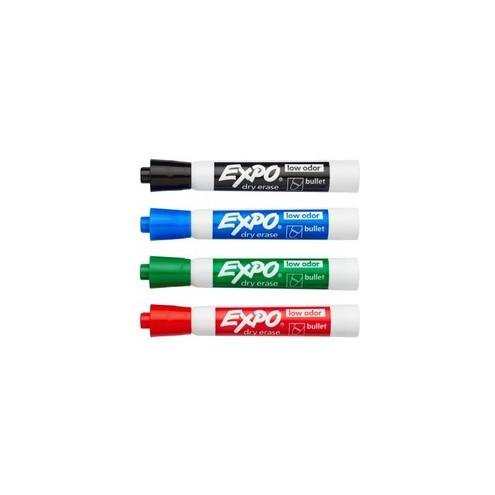 Expo Low Odor Markers - Bullet Marker Point Style - Black, Blue, Red, Green - 4 / Pack