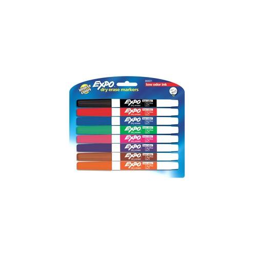 Expo Low-Odor Dry-erase Fine Tip Markers - Fine Marker Point - Black, Blue, Turquoise, Aqua, Green, Lime, Pink, Red - 8 / Set