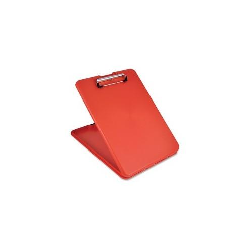 Saunders SlimMate Storage Clipboard - 0.50" Clip Capacity - Stationary, Tablet, iPad, eReader, Document, Paper - Top Opening - 8 1/2" x 12" - Low-profile - Polypropylene - Red - 1 Each