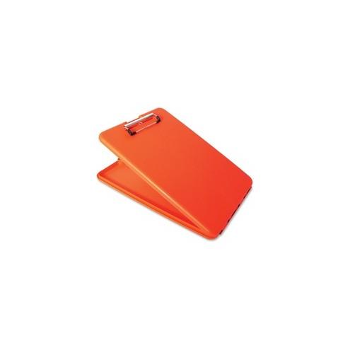 SlimMate Saunders Storage Clipboard - 0.50" Clip Capacity - Top Opening - 9" x 11 3/4" - Low Profile - Polypropylene - Bright Orange - 1 Each