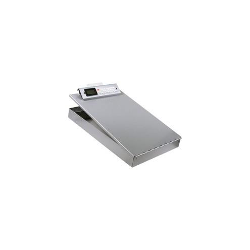 Saunders Redi-Rite Form Holder with Calculator - 1" Clip Capacity - Stationary - 8 1/2" x 12" - Spring Clip - Aluminum - Silver - 1 / Each