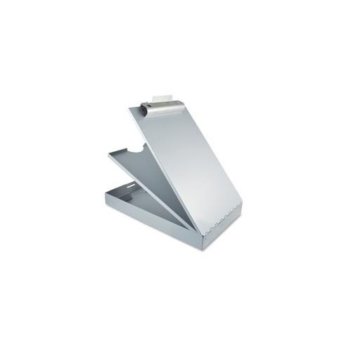 Saunders Cruiser Mate Form Holder with Storage - 1" Clip Capacity - Stationary - 8 1/2" x 12" - Aluminum - Silver - 1 / Each