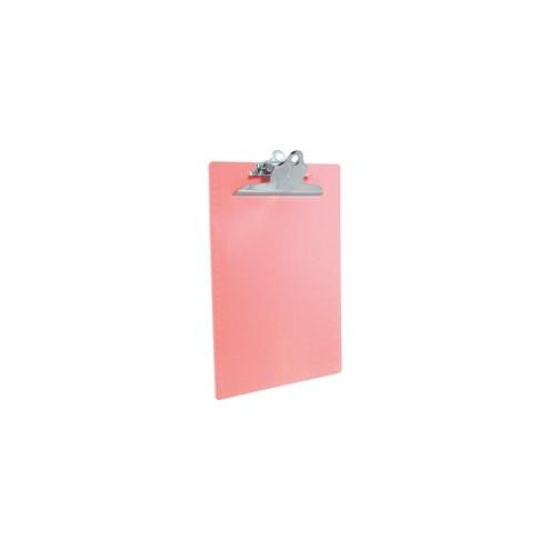 Saunders Recycled 1" Capacity Plastic Clipboard - 1" Clip Capacity - 8 19/64" x 11 45/64" - Plastic - Pink - 1 Each