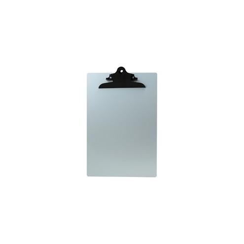 Saunders Black Clip Aluminum Clipboard - 8 1/2" x 14" - Aluminum - Silver, Black - 1 Each