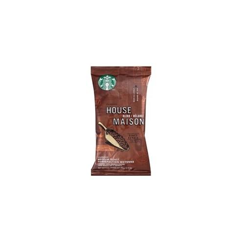 Starbucks House Blend Single Pot Ground Coffee - Regular - House Blend, Nut, Cocoa - Medium - 2.5 oz Per Pack - 18 Packet - 18 / Box