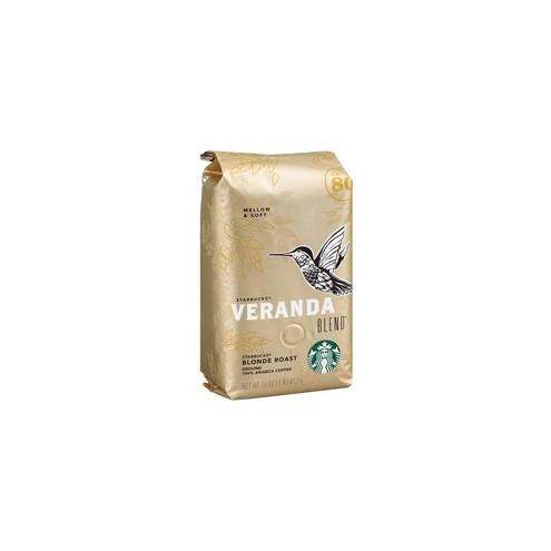 Starbucks Veranda Blend Blonde Roast Ground Coffee 1 Pound Bag - Regular - Cocoa - Medium - 16 oz Per Bag - 1 / Each