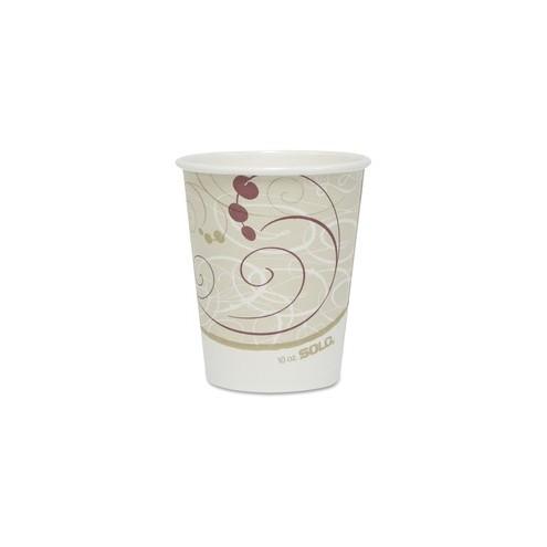 Solo Poly Lined Hot Paper Cups - 10 fl oz - Leak Proof Closure - 1000 / Carton - Beige - Poly, Paper - Hot Drink, Beverage, Coffee, Tea, Cocoa