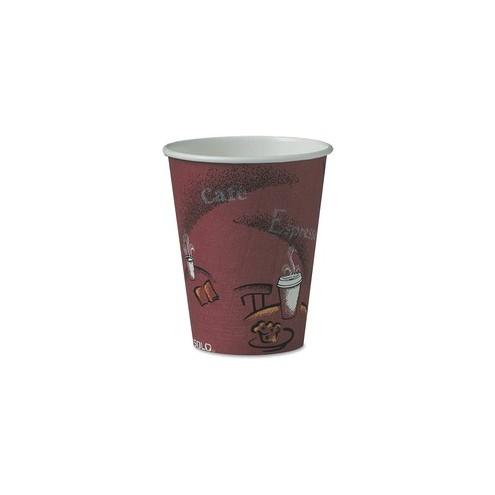 Solo Bistro Design Disposable Paper Cups - 8 fl oz - 50 / Pack - Maroon - Paper - Beverage, Hot Drink, Cold Drink, Coffee, Tea, Cocoa